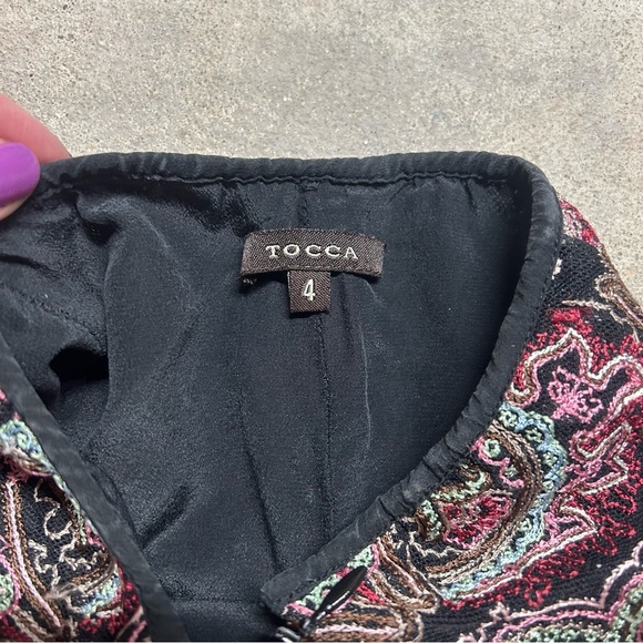 Tocca Embroidered Pink Paisley Strapless Silk Mini Dress Size 4 - Picture 4 of 9